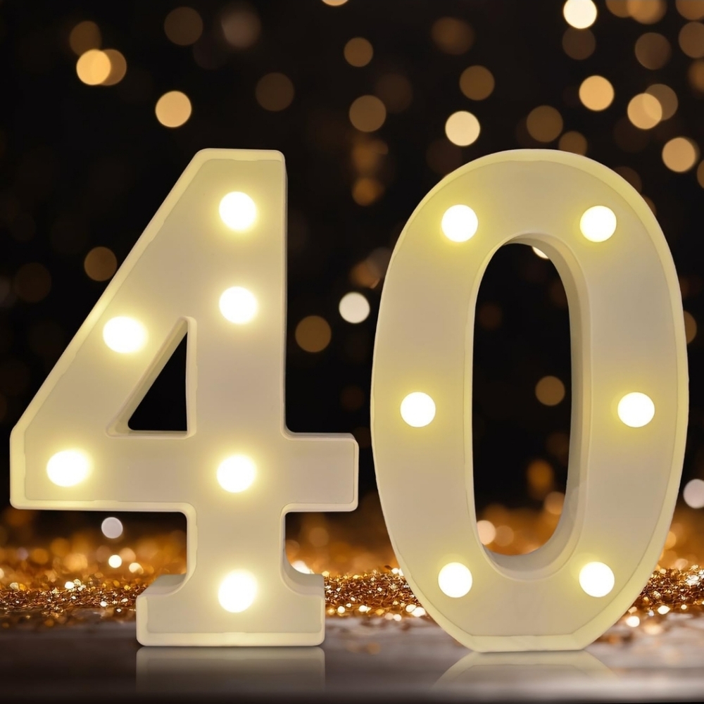 LED Light Up Number 40 / 04 / 4 / 0 Sign